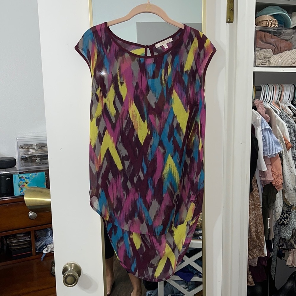 Short Sleeved Multicolored Blouse
